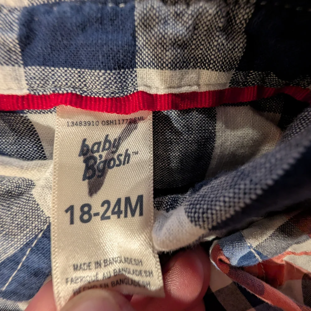 GAP 18-24M Plaid Kids Shirt And Romper Set - Blue and Red